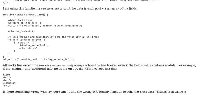 Wordpress: conditionally echo ＜br /＞ in meta box data loop смотреть онлайн