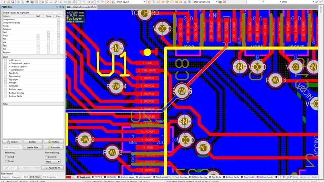 Altium Designer 14. Выделение объектов на плате и панель Filter смотреть онлайн