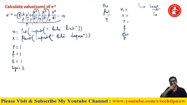 Sum of Exponential Series e^-x Python Program |1 –x + x^2/2! - x^3/3! + x^4/4!...| Python Series смотреть онлайн