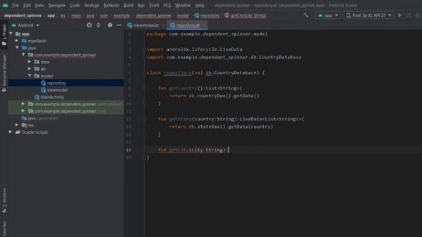 dependent spinner with room database | kotlin hindi