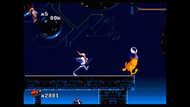 Sega Mega Drive 2 (Smd) 16-bit Earthworm Jim 2 part Level 12 See Jim Run Run Jim Run