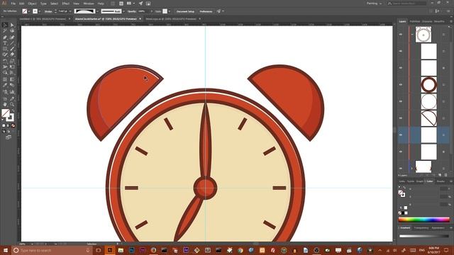 Create flat line alarm clock icon | Adobe Illustrator speedArt смотреть онлайн