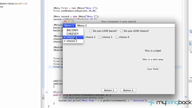 Learn Java Tutorial 1.41- Menu Radio Buttons and Separators смотреть онлайн
