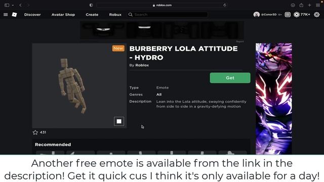 [FREE ITEM] How to get the BURBERRY LOLA ATTITUDE - HYDRO EMOTE | Roblox смотреть онлайн