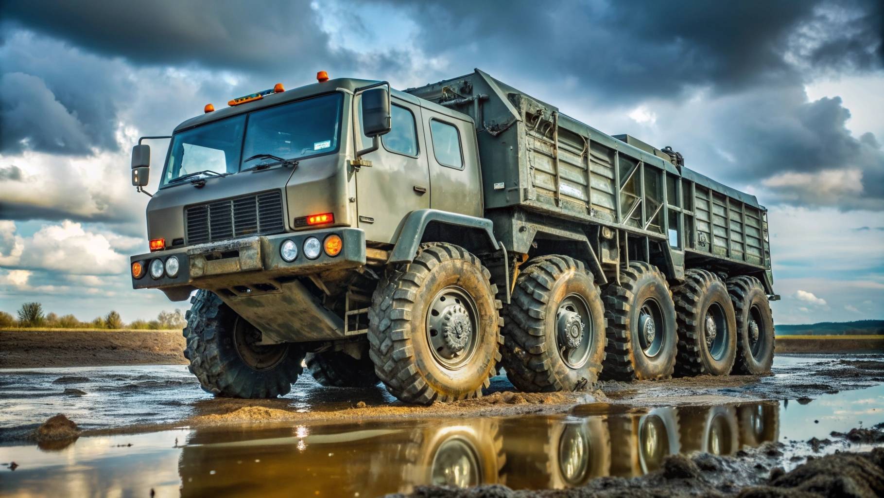 Бездорожье не прощает ошибок. Тяжелый полноприводный грузовик застрял в грязи! смотреть онлайн