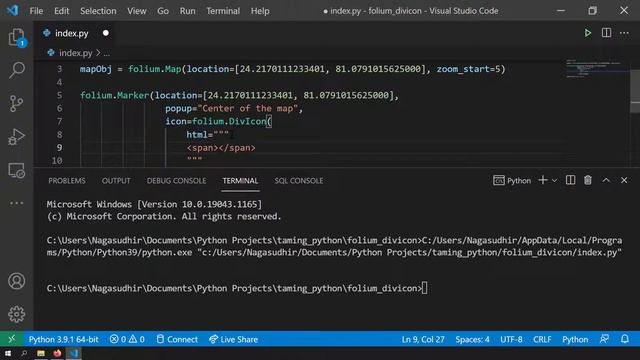 Draw text on python folium maps using DivIcon смотреть онлайн