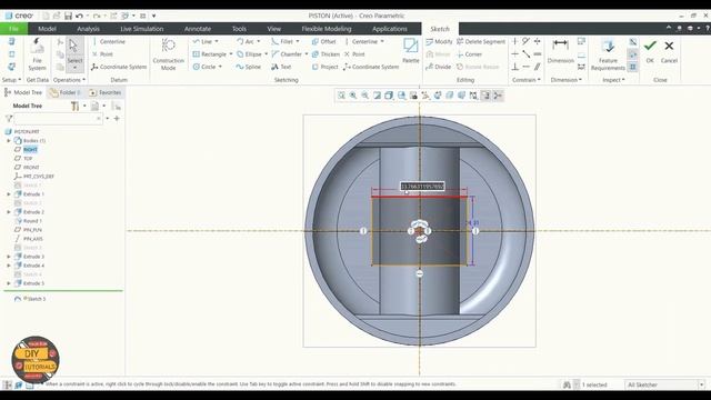 How to sketch on a surface and extrude to remove material in creo 7 tutorial смотреть онлайн