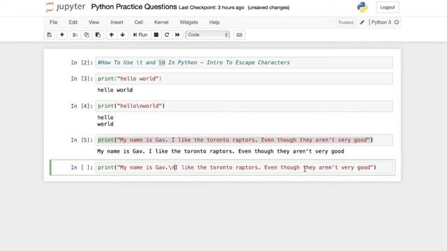 Escape Characters In Python - Beginner Python Tutorial ?? \n and \t смотреть онлайн