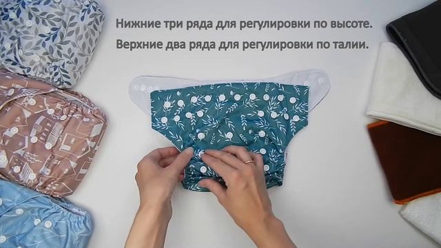 Классический многоразовый подгузник на кнопках Трусишка с внутренним слоем из микрозамши. смотреть онлайн