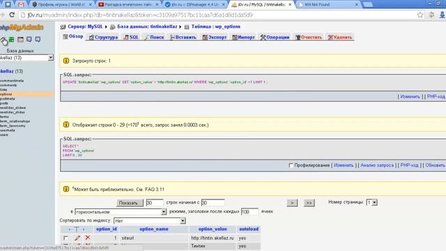 WP. Меняем адрес сайта в базе данных смотреть онлайн