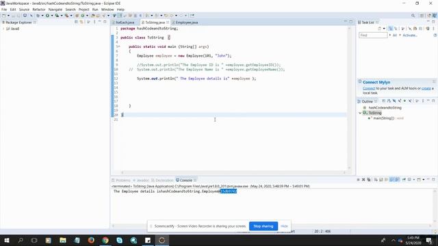toString Method in Java bean смотреть онлайн