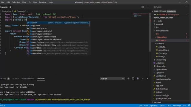 Drawer Navigator in React Navigation v5 in React Native | Hindi/Urdu Tutorial смотреть онлайн