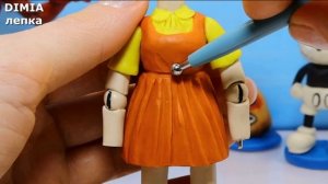 Жуткая КУКЛА из сериала "Игра в кальмара", лепка из пластилина