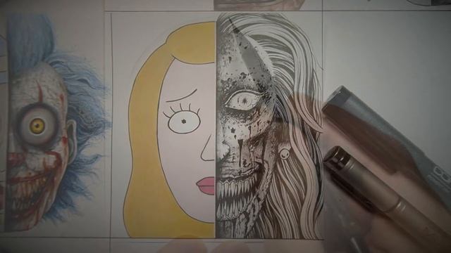 HORROR Artist Draws Rick and Morty Characters in SCARY Styles (FNAF + More!) смотреть онлайн