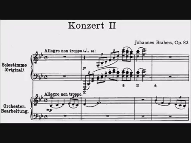 Й. Брамс. Концерт для фортепиано №2. НОТЫ
Brahms. Piano Concerto No. 2 in b flat major, Op. 83 смотреть онлайн