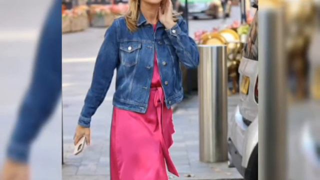 Amanda Holden Exudes Elegance As Her Silk Fuchsia Dress Blows In The Breeze On Her Way To Work At