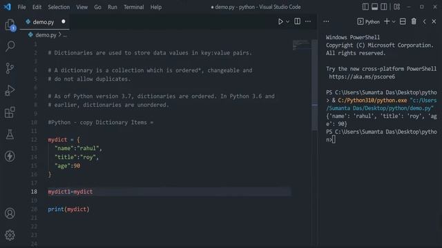 python dictionary operations || copy dictionary item смотреть онлайн