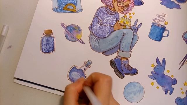Как нарисовать стикеры акварелью смотреть онлайн
