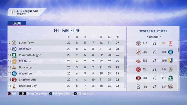 FIFA 19_ EFL L1 Table November 2019 смотреть онлайн