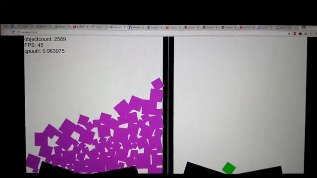Chipmunk Physics (violet) vs Box2D Physics (green) смотреть онлайн