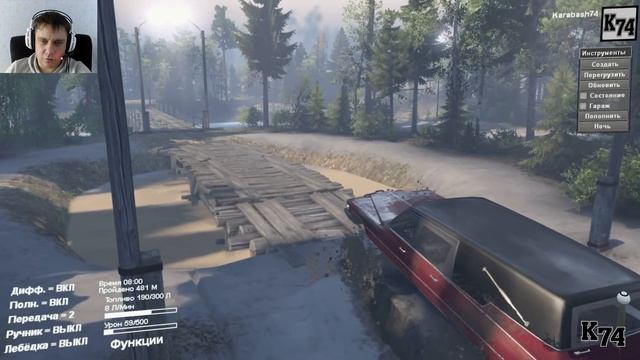SpinTires обзор мода ( Cadillac Hearse 1975 v1.0 (23.10.15.) смотреть онлайн