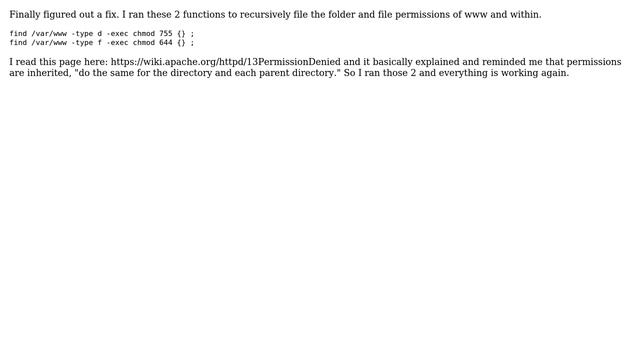 Permission denied because search permissions are missing on a component of the path, after chmod... смотреть онлайн