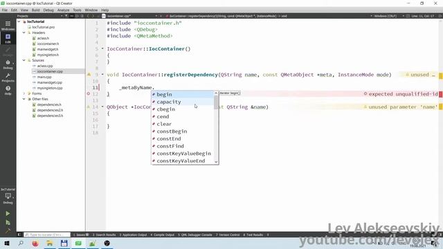 Qt - Элементарный контейнер зависимостей через QMetaObject смотреть онлайн