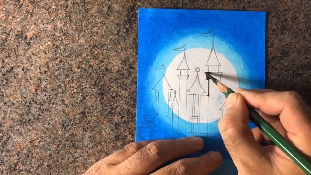 Disneyland moonlight scenery drawing with oil pastels for beginners смотреть онлайн