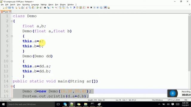 Copy Constructor Using Java смотреть онлайн
