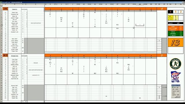Strat-O-Matic Baseball EXCEL 1969-72 Game 591 A's at Twins смотреть онлайн