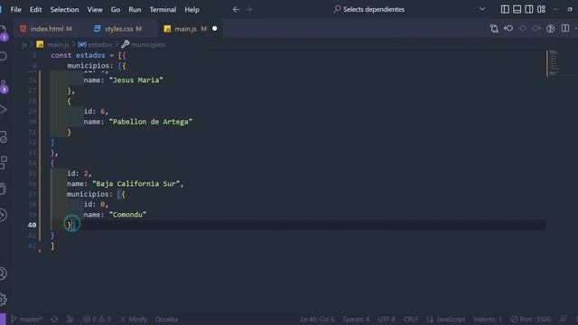 Selects dependientes utilizando evento onchange, arreglos y objetos con HTML, CSS y JAVASCRIPT смотреть онлайн