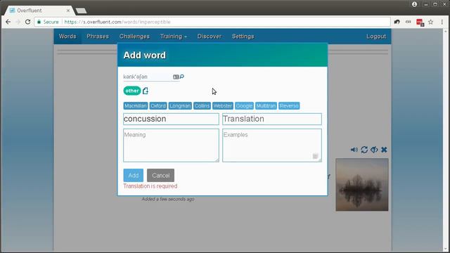 Overfluent - Добавление слов