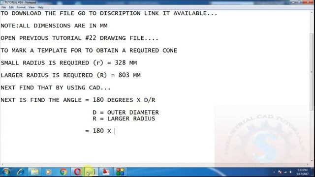 CONE DEVELOPMENT IN FABRICATION BY USING AUTOCAD TUTORIAL #24 смотреть онлайн