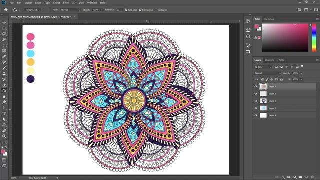 Photoshop coloring mandala design tutorial for beginners смотреть онлайн