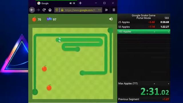 Google Snake speedrun - Portal Mode 100 Apples 4.42.33 (Portal 106) смотреть онлайн