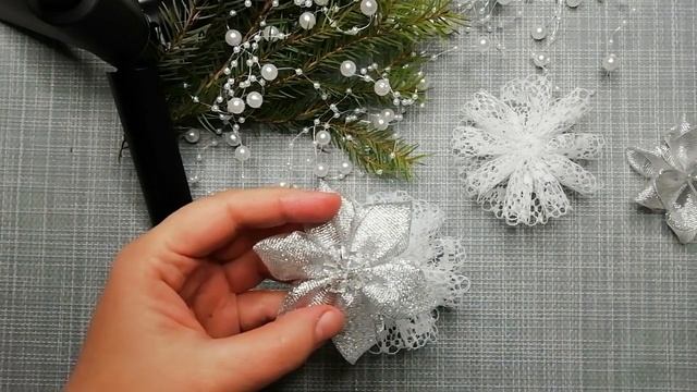 Новое решение для Новогодних бантиков ?☃️?МК аксессуары для волос. Канзаши. смотреть онлайн