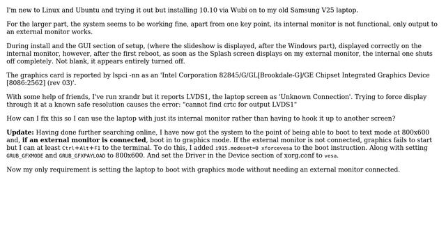 How do I fix an internal laptop monitor showing up as unknown connection? смотреть онлайн