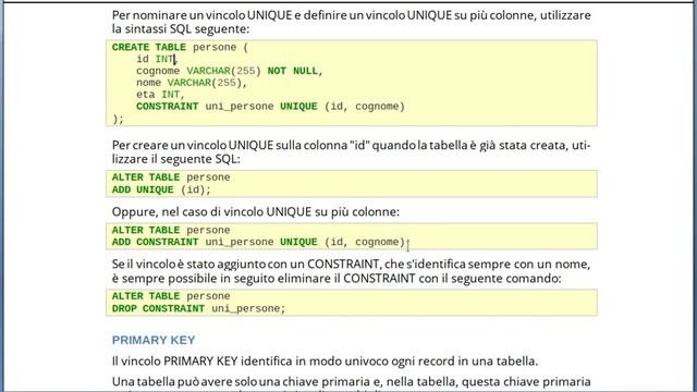 SQL Lez. 5 - Modificatori UNIQUE, PRIMARY KEY, CHECK смотреть онлайн