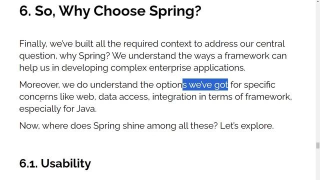 Кратко о причинах выбрать Spring. Разбор статьи на baeldung. Английский для программистов смотреть онлайн