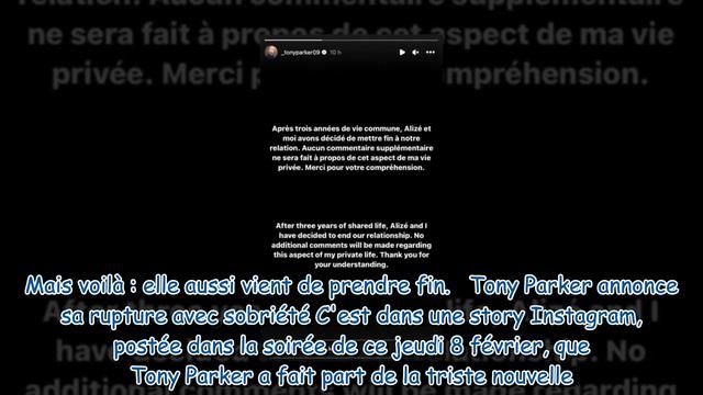 Tony Parker célibataire  le basketteur annonce sa rupture avec la joueuse de tennis Alizé Lim смотреть онлайн