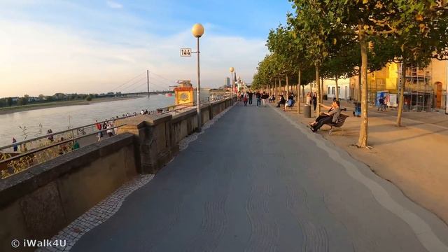 ?? Düsseldorf Germany Evening Walking Tour 4K ? 4K Walk  ?? Sunny Day