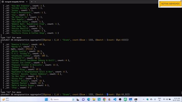 MongoDB Basic Commands in telugu Part 4 смотреть онлайн