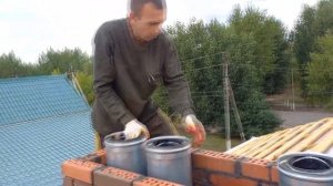 Строю дымоход из кирпича Трубы сэндвич обложены кирпичом