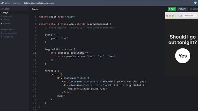 Setting state in class components | Class Components in React tutorial смотреть онлайн