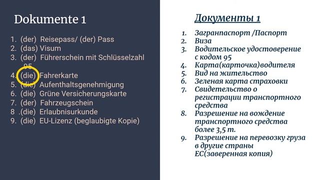 Немецкий язык для дальнобойщиков. №2.1 Документы смотреть онлайн