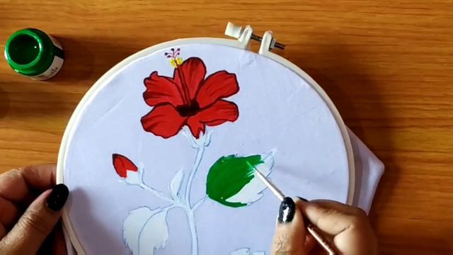 Fabric Painting Lesson 6 (Easy Hibiscus Flower Painting On Cloth) Part 6.kapdo pe colour kaise kar смотреть онлайн