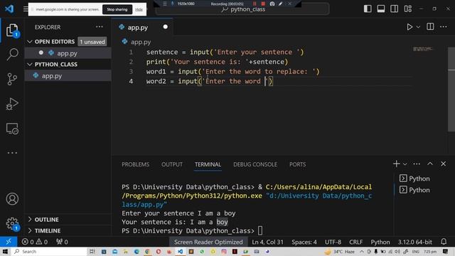 6 - Word Replacement Program in Python смотреть онлайн