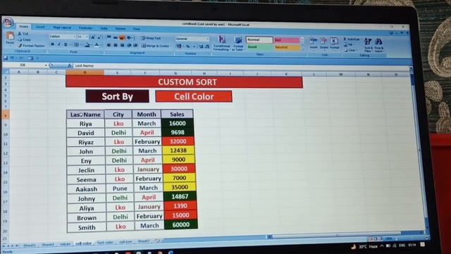 Sorting in Excel | Custom Sort in Excel (by Value, Font Color, Cell Color and Icon Set),step by ste смотреть онлайн