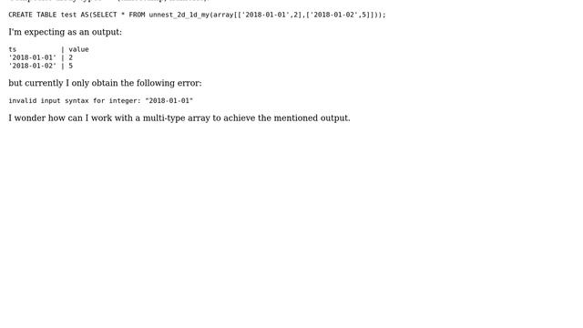 Databases: Postgres FOREACH array as composite type смотреть онлайн