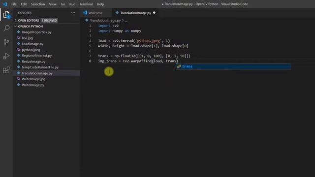 Translation Image OpenCV Python смотреть онлайн
